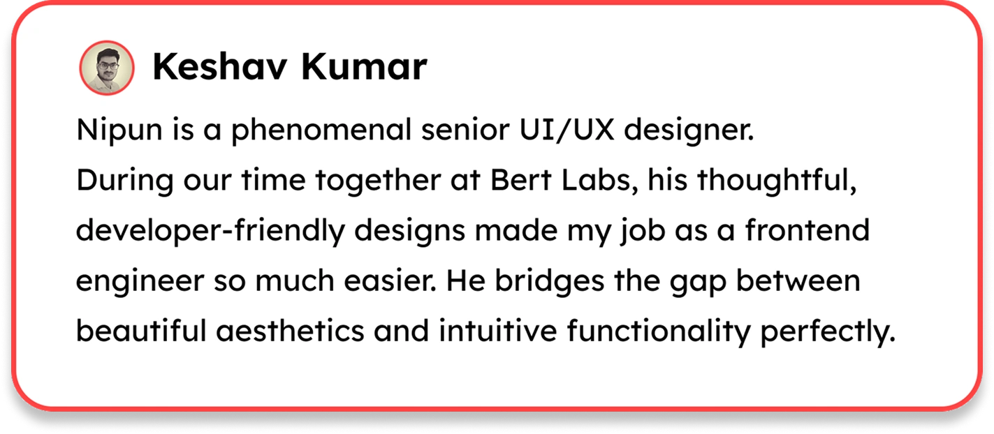Testimonial from Keshav Kumar